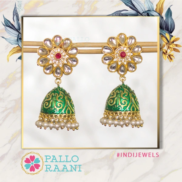 Meenakari Kundan jhumka - gold, multi